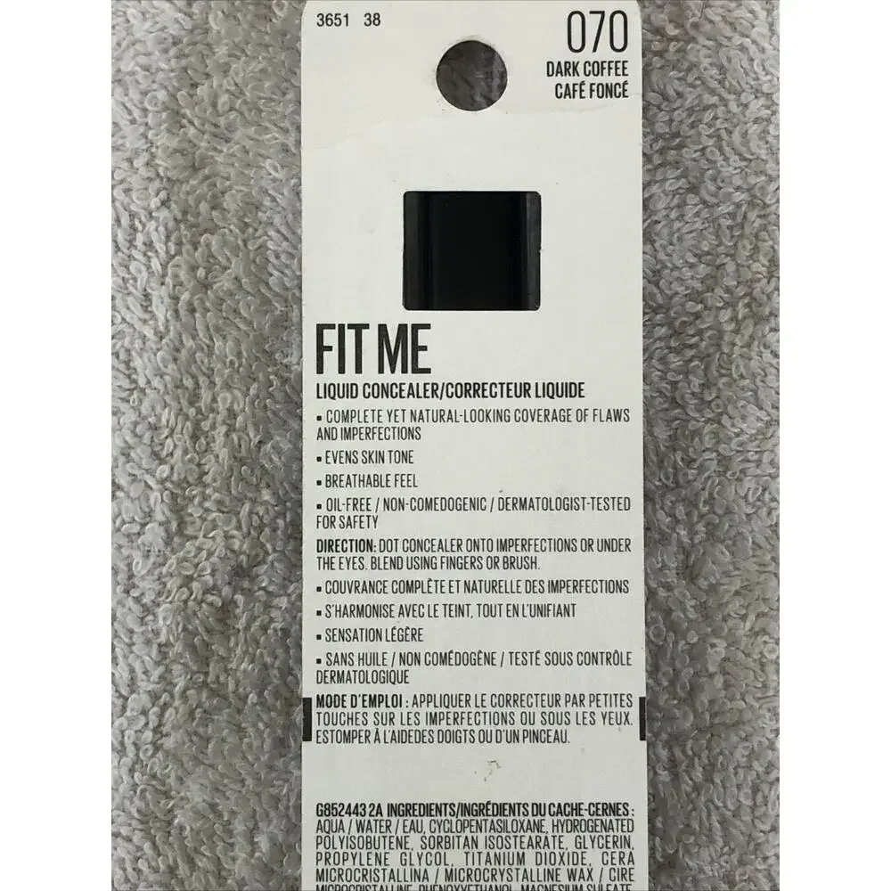 5 PACK ~ Maybelline Fit Me Liquid Concealer, Light/Medium 070 NEW